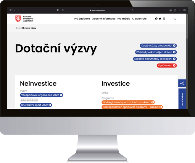 agenturasport.cz website on desktop